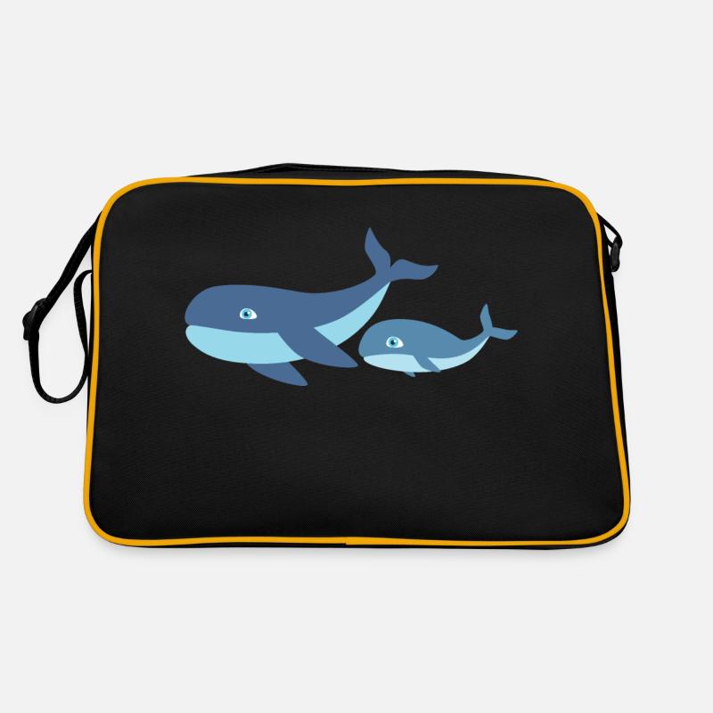 Mutter Wal mit Kind Wal Retro Tasche