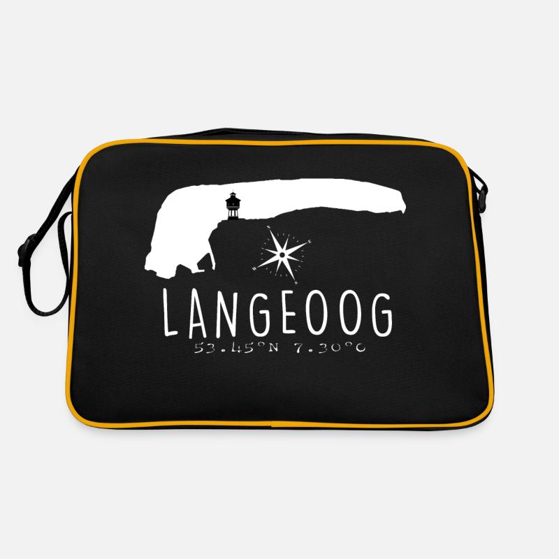 Langeoog Wasserturm Herzschlag Nordsee Geschenk - Retro Tasche - Schwarz/Gold