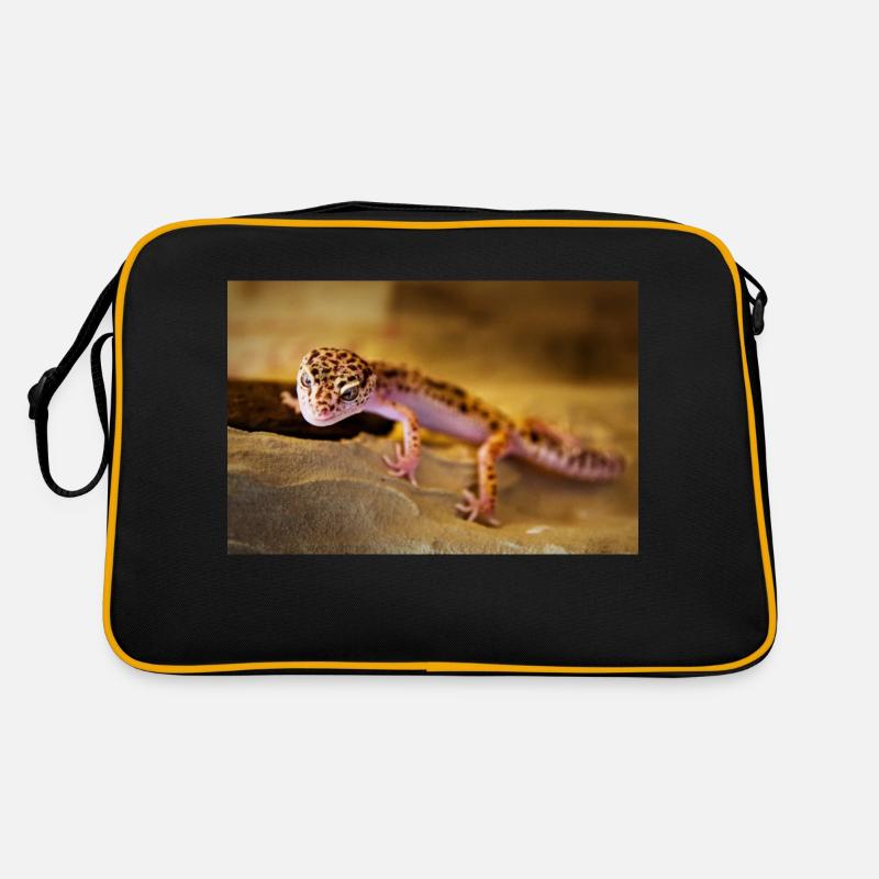 Gecko, Gecko léopard, Reptile - Sac Retro - noir/or