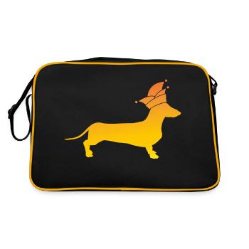 Dackel Alaaf - Retro Tasche - Schwarz/Gold - Hinten
