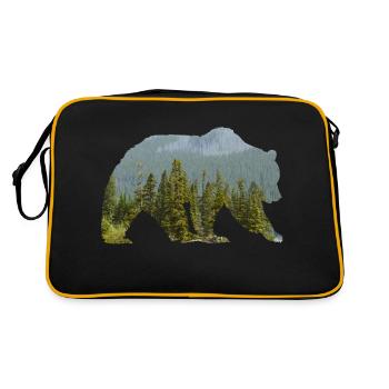 Ours dans la forêt montagneuse Silhouette - Sac Retro - noir/or - Dos