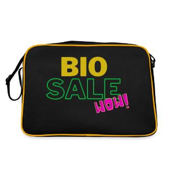 bio sale wow, sayings, gift - Retro Bag - black/gold - Back