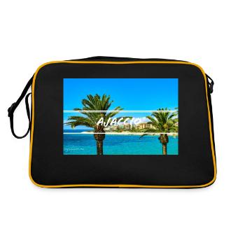 Palm trees of Ajaccio / Corsica - Retro Bag - black/gold - Back