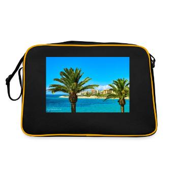 Palm trees of Ajaccio in Corsica. - Retro Bag - black/gold - Back