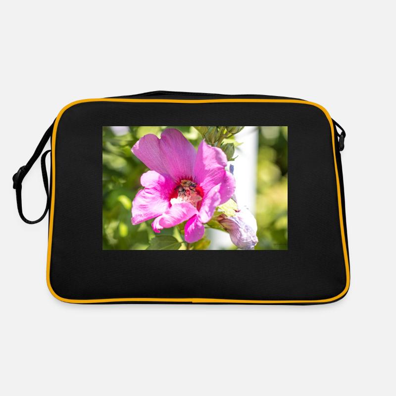 Blume mit Hummel Retro Tasche