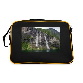 Seven Sisters Waterfall Norway Geiranger - Retro Tasche - Schwarz/Gold - Hinten