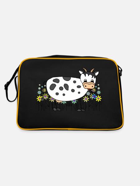 Kuh - Retro Tasche - Schwarz/Gold - Hinten