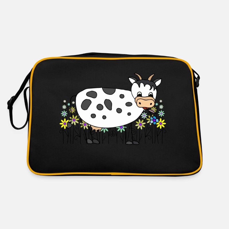Kuh - Retro Tasche - Schwarz/Gold