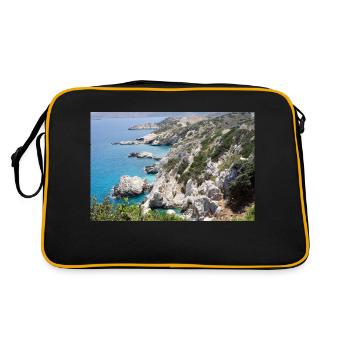 Beautiful stone cliff with sea near Crete - Retro Bag - black/gold - Back