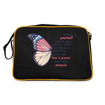Fleur de papillon Dicton motivationnel Femme - Sac Retro - noir/or - Dos