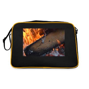 Wood on fire with smoke and embers - Retro Bag - black/gold - Back