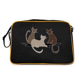 Katzen - Retro Tasche - Schwarz/Gold - Hinten