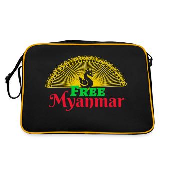 Free Myanmar. Solidarity With Myanmar - Retro Bag - black/gold - Back