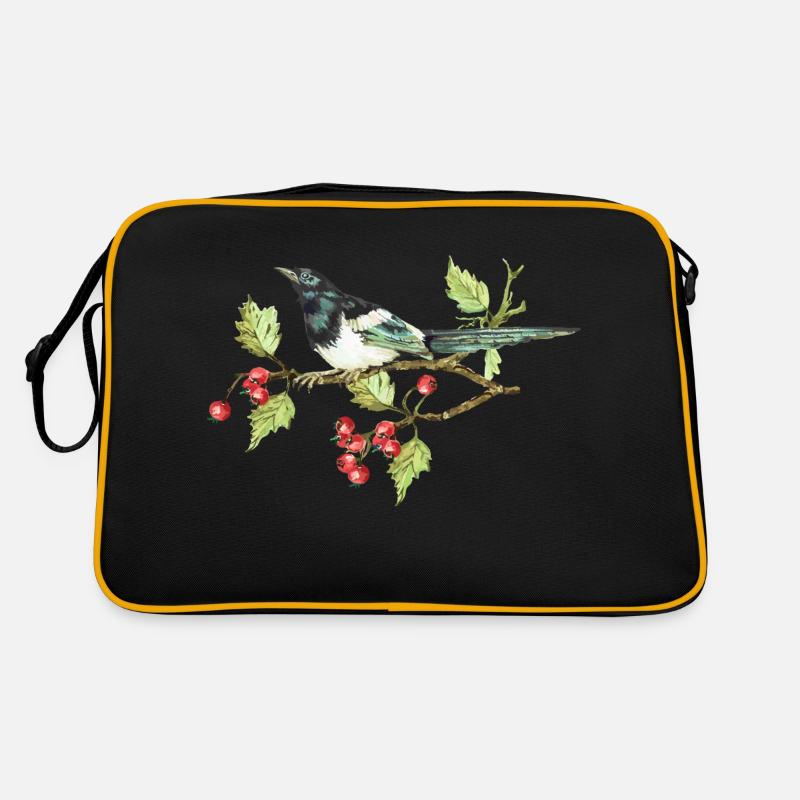 Oiseau coloré - Sac Retro - noir/or