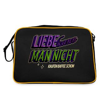 spaß müde süchtig zitat frühaufsteher kaffeesatz - Retro Tasche - Schwarz/Gold - Hinten