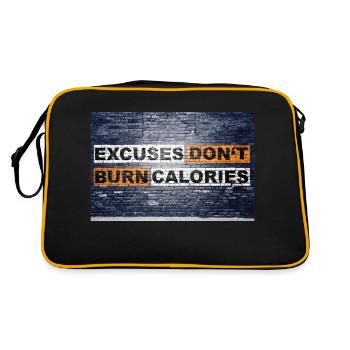 Ausreden verbrennen keine Kalorien Sagen Schriftzug - Retro Tasche - Schwarz/Gold - Hinten
