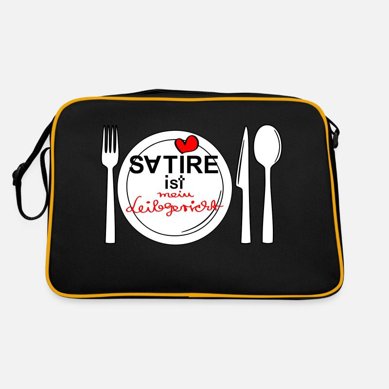 Satire - ist mein Leibgericht - Retro Tasche - Schwarz/Gold