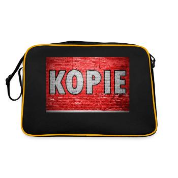 Kopie Ziegelsteinmauer Graffiti - Retro Tasche - Schwarz/Gold - Hinten