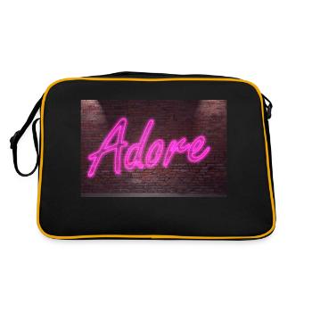 Neon adore lettering on Brick Wall at night - Retro Bag - black/gold - Back
