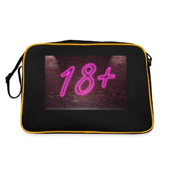 Neon age restrictions 18 + lettering on Brick Wall - Retro Bag - black/gold - Back