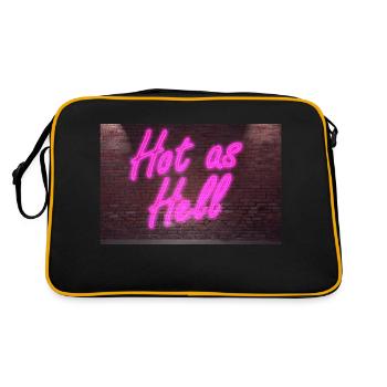 Enseigne au néon Hot as Hell sur un mur de briques - Sac Retro - noir/or - Dos