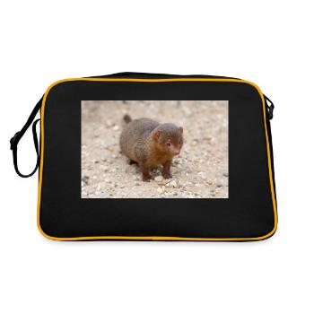 dwarf mongoose (in german Zwergmangusten) Helogale - Retro Bag - black/gold - Back
