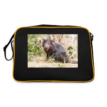 Tasmanischer Teufel - Retro Tasche - Schwarz/Gold - Hinten
