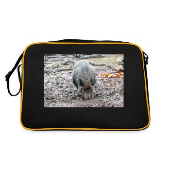 Sanglier (en allemand Wildschwein) Sus scrofa - Sac Retro - noir/or - Dos