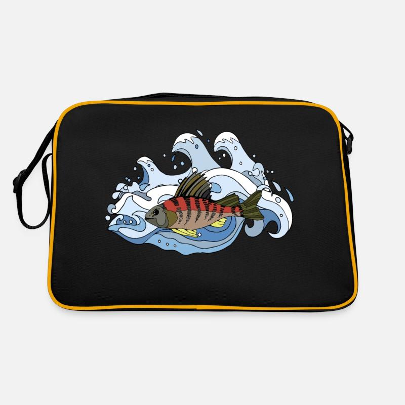 Fisch - Retro Tasche - Schwarz/Gold