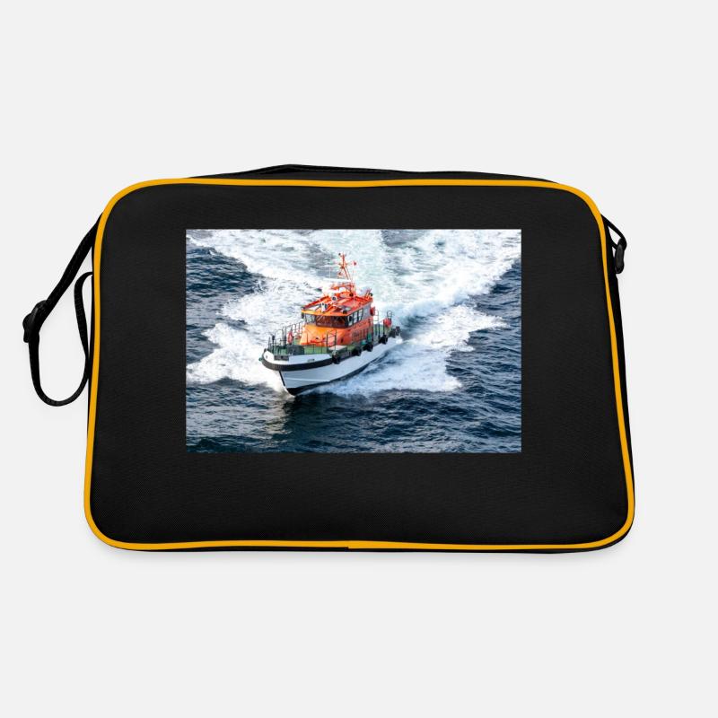 Bild eines Lotsenbootes in Aktion Retro Tasche
