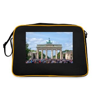 Brandenburger Tor - Retro Tasche - Schwarz/Gold - Hinten