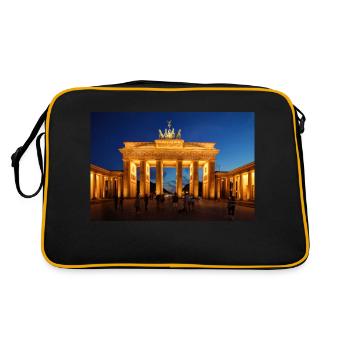 Brandenburger Tor - Retro Tasche - Schwarz/Gold - Hinten