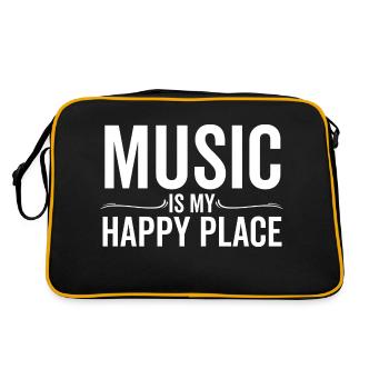Musik ist mein glücklicher Ort - Retro Tasche - Schwarz/Gold - Hinten