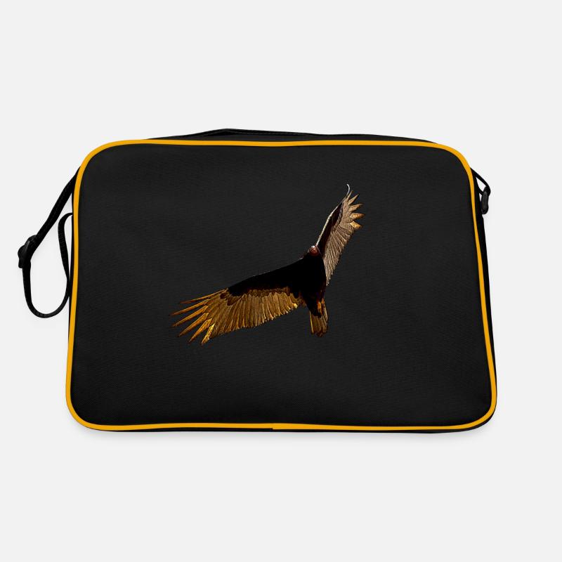 Raptor am Himmel im Flug - Retro Tasche - Schwarz/Gold