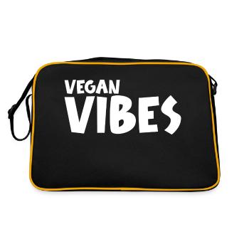 Vegan Geschenksidee für Veganer - Retro Tasche - Schwarz/Gold - Hinten