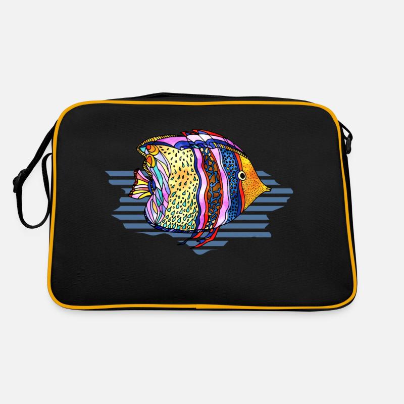 Fisch - Retro Tasche - Schwarz/Gold