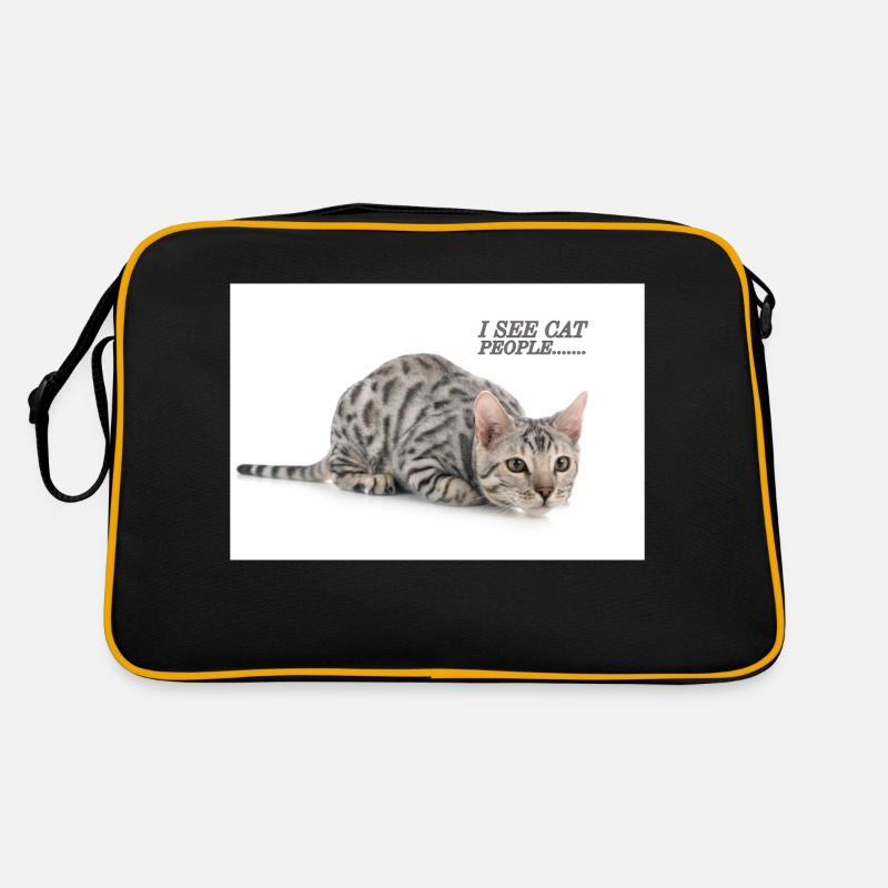 J’espionne avec mon œil de minou - Sac Retro - noir/or