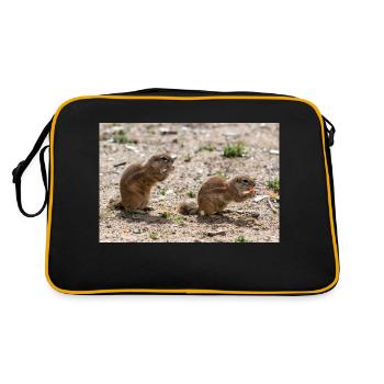 African ground squirrels Borstenhörnchen Xerus - Retro Bag - black/gold - Back