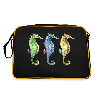 Seepferdchen - Retro Tasche - Schwarz/Gold - Hinten