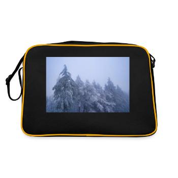 Bäume im Schnee - Retro Tasche - Schwarz/Gold - Hinten
