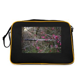 Une flûte entre les fleurs violettes. - Sac Retro - noir/or - Dos