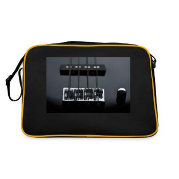Der Seitenhalter von einem schwarzen E-Bass. - Retro Tasche - Schwarz/Gold - Hinten