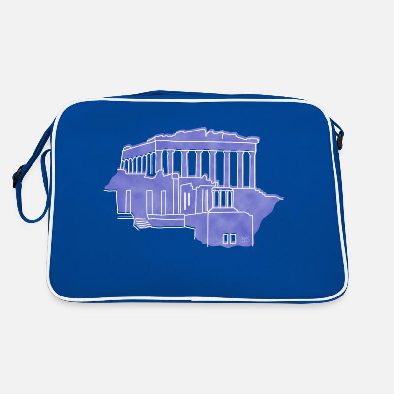 "Acropolis", boho line art design, series "Greece" Retro Bag