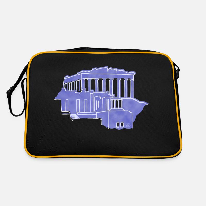 "Akropolis", Boho Line Art Design, Serie "Greece" Retro Tasche
