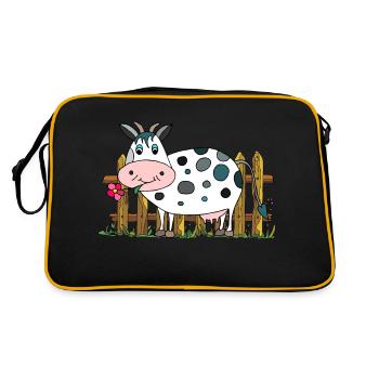 Kuh - Retro Tasche - Schwarz/Gold - Hinten