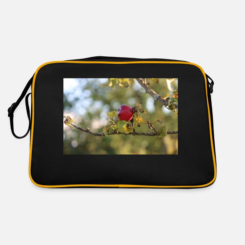 Der rote Apfel - Retro Tasche - Schwarz/Gold