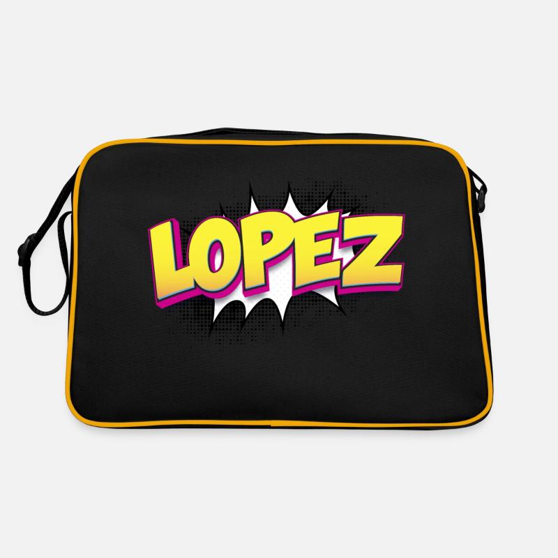 Lopez Benutzerdefinierter Name Comic-Stil Pop-Art, Lopez Retro Tasche