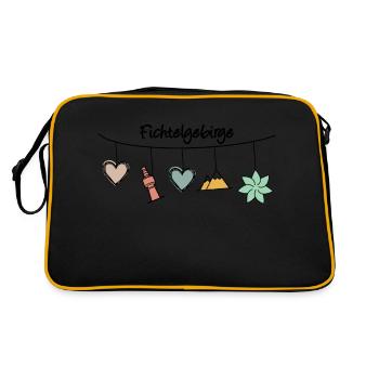 Fichtelgebirge mobile - Retro Tasche - Schwarz/Gold - Hinten