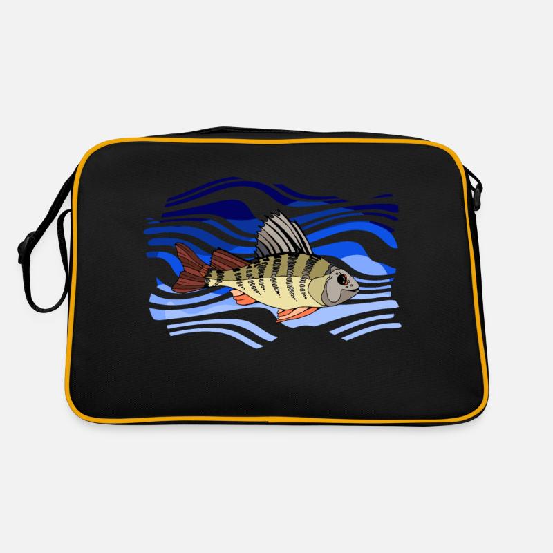 Fisch - Retro Tasche - Schwarz/Gold