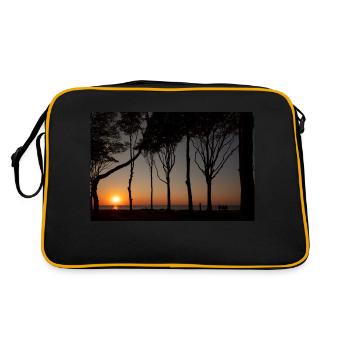 Sonnenuntergang an der Ostsee - Retro Tasche - Schwarz/Gold - Hinten
